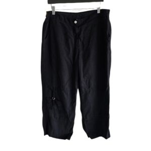 Lagenlook Cargo Pant Focus Large Black Cropped Pants Boho Chic Bohemian Casual